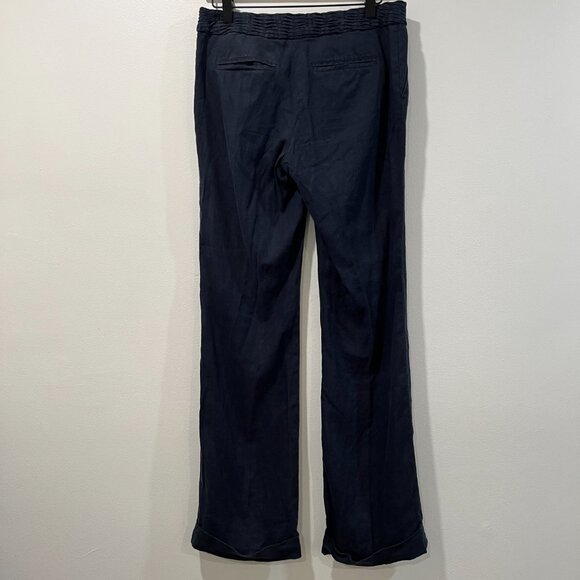 Banana Republic Martin Fit Linen Pants Navy Blue Size 4 - Picture 3 of 5